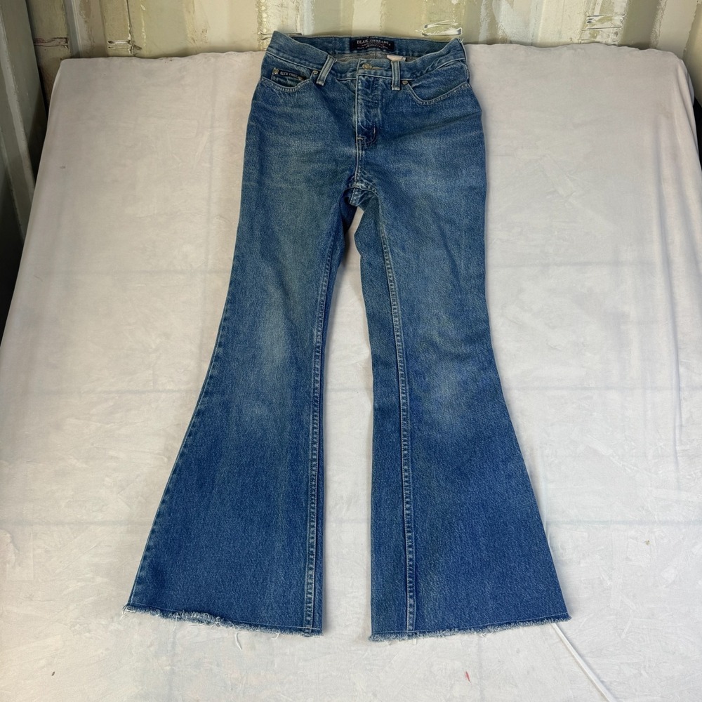 Vintage Blue Threads Flare Jeans Womens 26 Denim Cotton Comfortable Frayed Hem